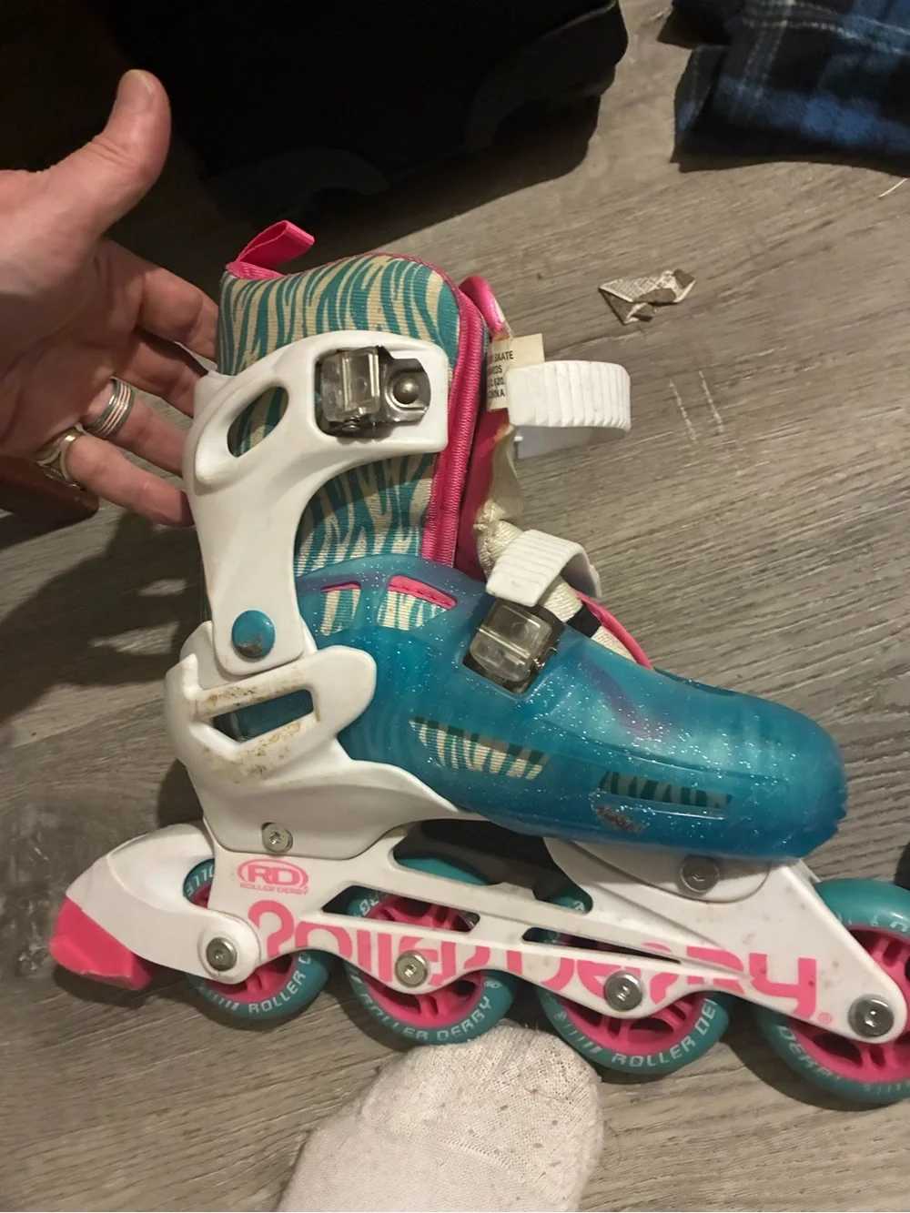 Adjustable Kids Inline Skates – Teal & Pink size 3-6